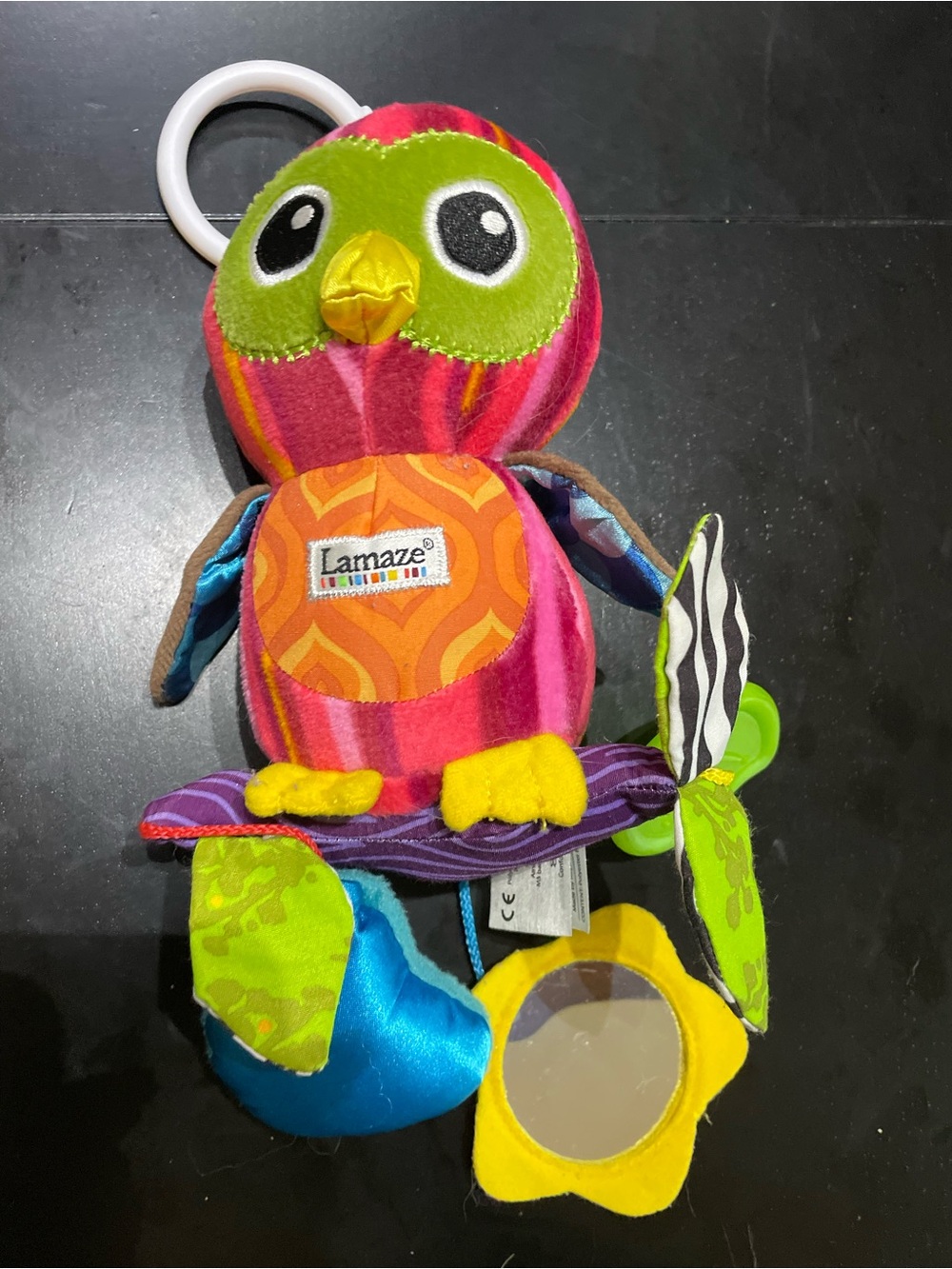 LAMAZE retro olivia owl plush baby Clip on link toy rattle teether